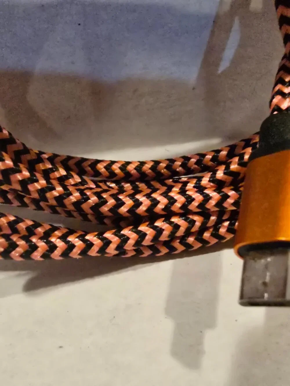 Braided Micro-USB Cable High-speed Charger Cord Orange and Black
